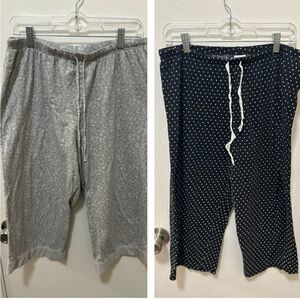 Croft & Barrow 100% Cotton Capri Pajama Pants Bundle 2 pairs size Large